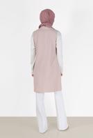 Tesettür giyim EKRU KLASİK YAKA DÜĞMELİ YELEK 4389	