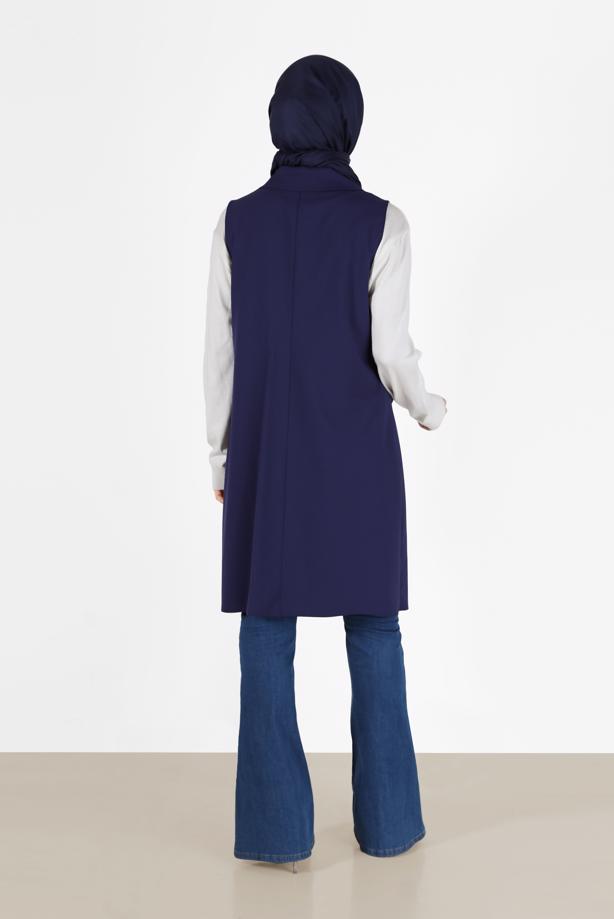 Tesettür giyim  KLASİK YAKA DÜĞMELİ YELEK 4389	 - TRENDTESETTÜR