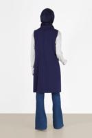 Tesettür giyim LACİVERT KLASİK YAKA DÜĞMELİ YELEK 4389	