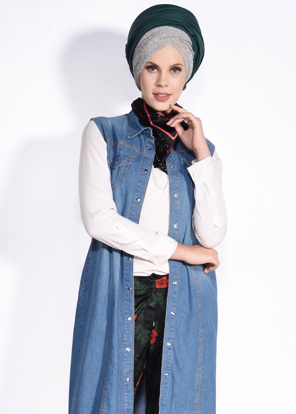 Vêtements hijab BLEU T 4991-1 ALVİNA  SOFİA YELEK