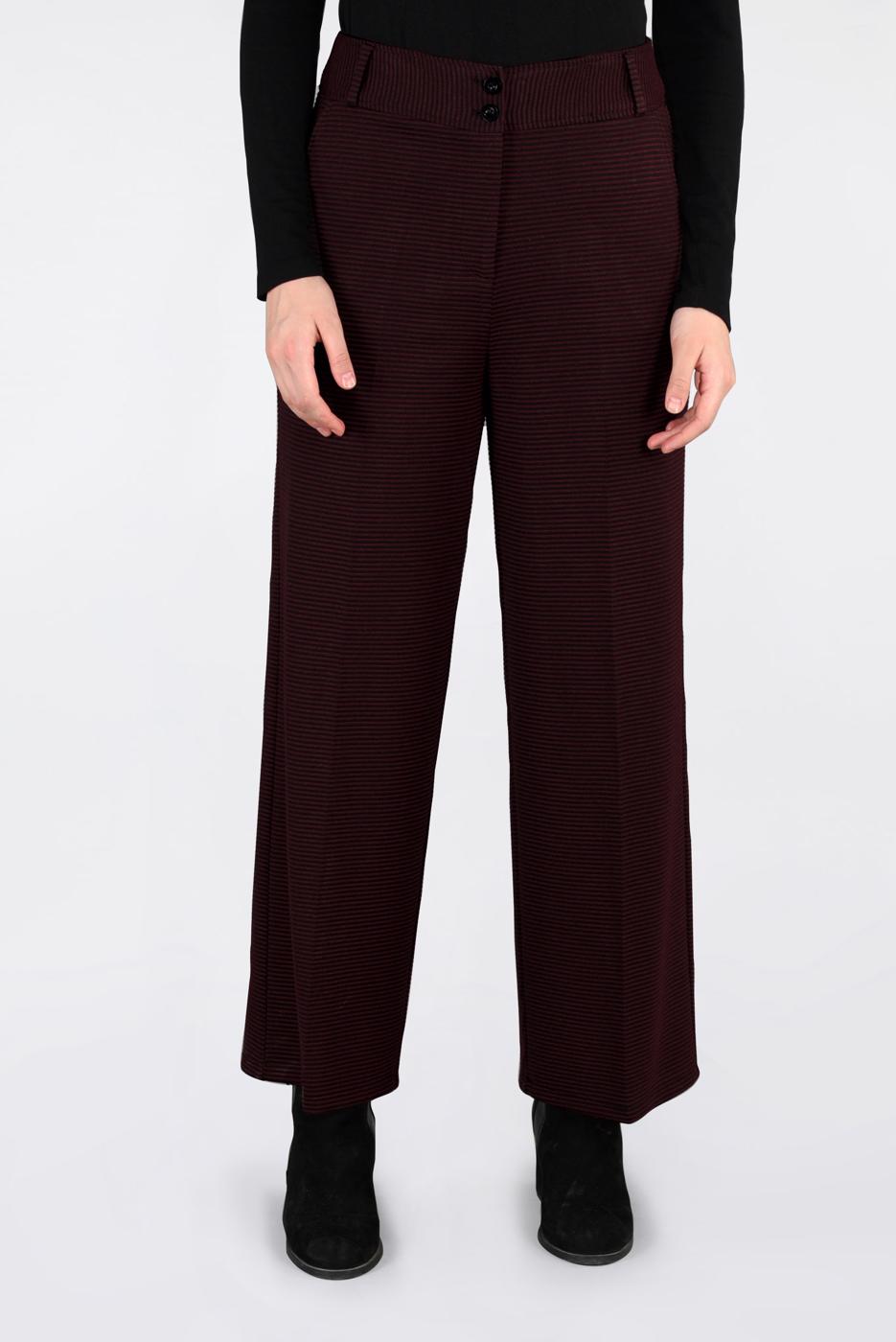 Tesettür giyim BORDO FİTİLLİ GENİŞ KESİM PANTOLON 7448 