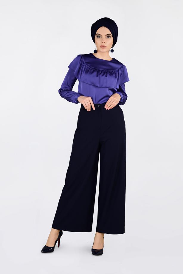 Tesettür giyim MOR ALVİNA FIRFIRLI BLUZ 4202 - TRENDTESETTÜR