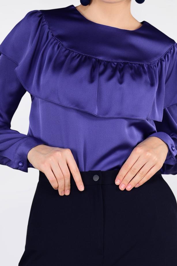 Tesettür giyim MOR ALVİNA FIRFIRLI BLUZ 4202 - TRENDTESETTÜR