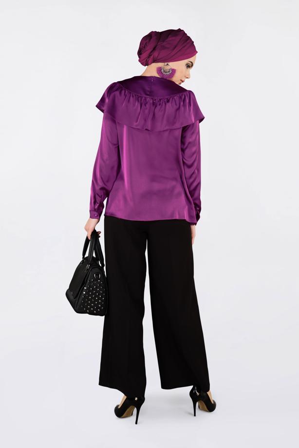 Tesettür giyim FUŞYA ALVİNA FIRFIRLI BLUZ 4202 - TRENDTESETTÜR