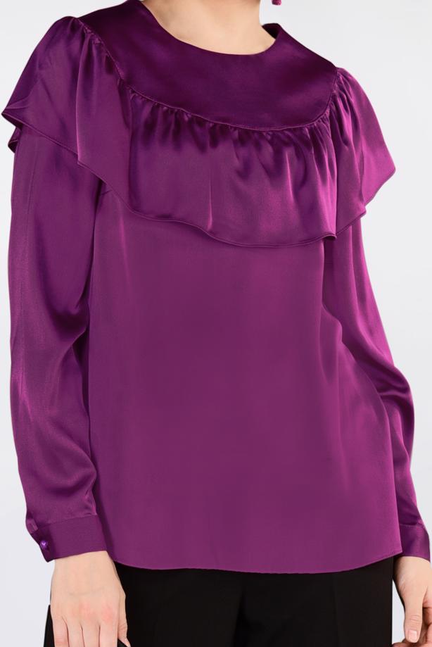 Tesettür giyim FUŞYA ALVİNA FIRFIRLI BLUZ 4202 - TRENDTESETTÜR