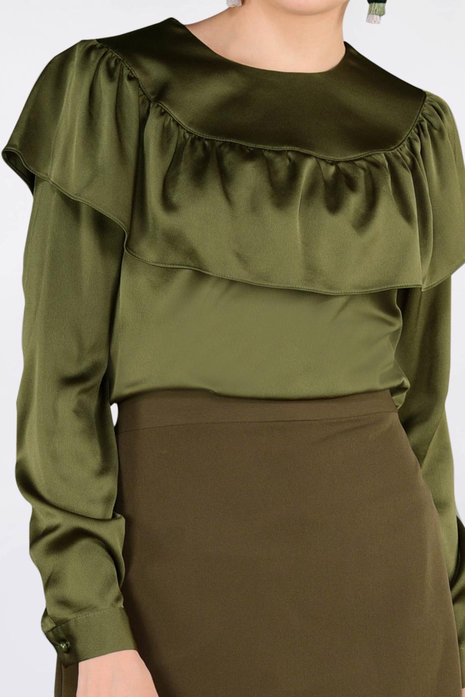 Vêtements hijab KAKI ALVINA BLOUSE RUCHÉE 4202