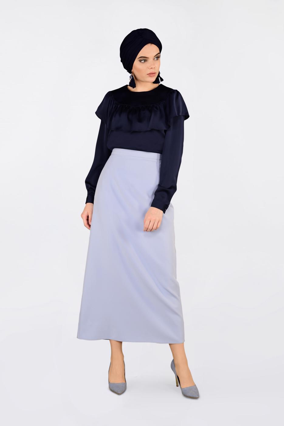 Vêtements hijab BLEU MARINE ALVINA BLOUSE RUCHÉE 4202