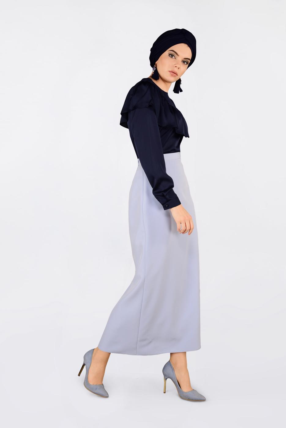 Vêtements hijab BLEU MARINE ALVINA BLOUSE RUCHÉE 4202