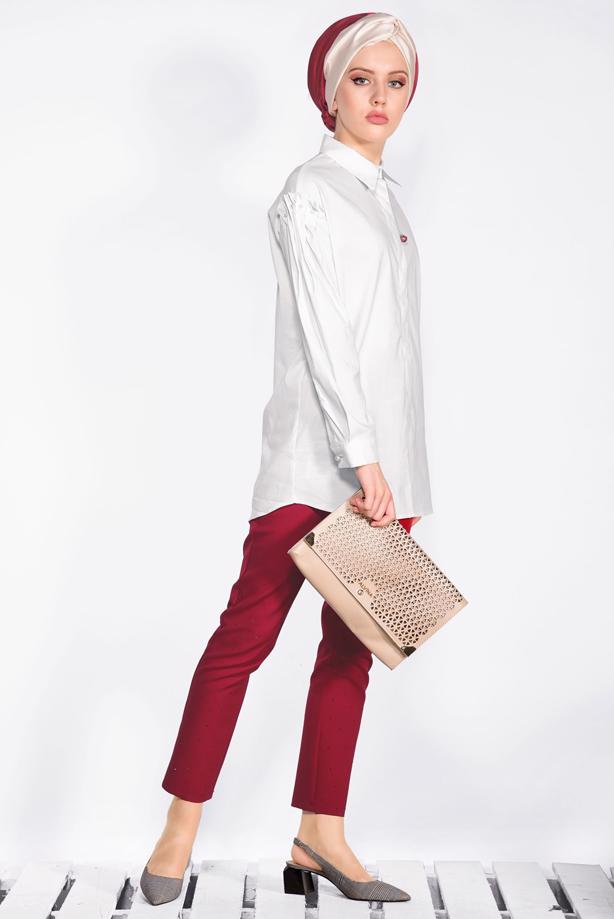 Tesettür giyim  ALVİNA GİZLİ DÜĞMELİ BLUZ 4231 - TRENDTESETTÜR