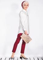 Tesettür giyim BEYAZ ALVİNA GİZLİ DÜĞMELİ BLUZ 4231