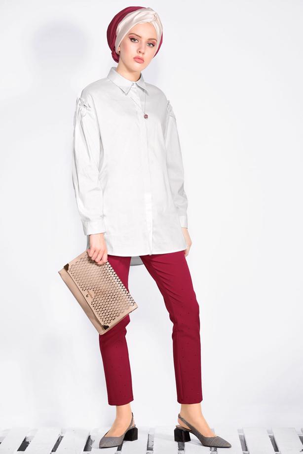 Tesettür giyim  ALVİNA GİZLİ DÜĞMELİ BLUZ 4231 - TRENDTESETTÜR