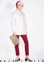 Tesettür giyim BEYAZ ALVİNA GİZLİ DÜĞMELİ BLUZ 4231