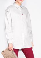 Tesettür giyim BEYAZ ALVİNA GİZLİ DÜĞMELİ BLUZ 4231