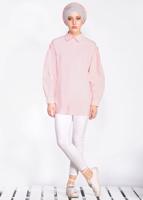 Tesettür giyim PUDRA ALVİNA GİZLİ DÜĞMELİ BLUZ 4231