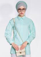 Tesettür giyim YEŞİL ALVİNA GİZLİ DÜĞMELİ BLUZ 4231