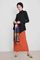 Tesettür giyim SİYAH ALVİNA ETEK UCU FIRFIRLI BLUZ 4234