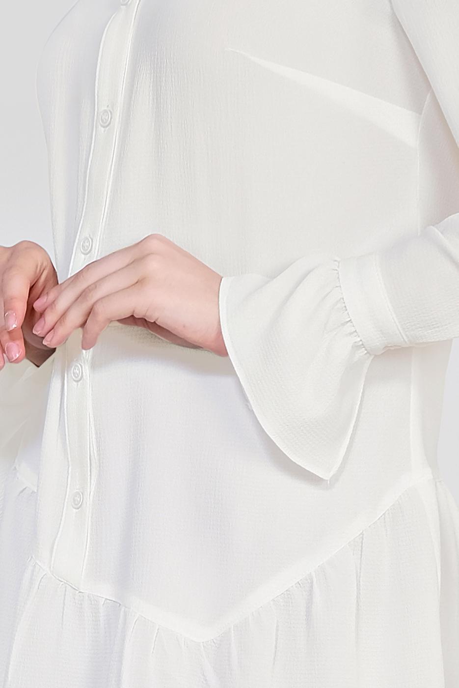 Hijab clothing CREAM ALVINA FLOUNCED-HEM BLOUSE 4234 