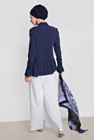Tesettür giyim LACİVERT ALVİNA ETEK UCU FIRFIRLI BLUZ 4234