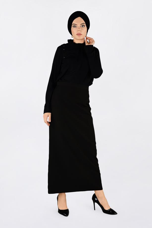 Tesettür giyim  ALVİNA YAKASI FIRFIRLI İŞLEME DETAYLI BLUZ 4336 - TRENDTESETTÜR