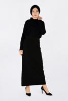 Tesettür giyim SİYAH ALVİNA YAKASI FIRFIRLI İŞLEME DETAYLI BLUZ 4336