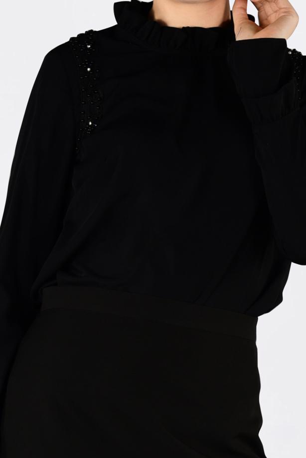 Tesettür giyim  ALVİNA YAKASI FIRFIRLI İŞLEME DETAYLI BLUZ 4336 - TRENDTESETTÜR