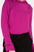 Hijab clothing FUCHSIA ALVINA EMBROIDERED RUFFLED COLLAR BLOUSE T 4336  
