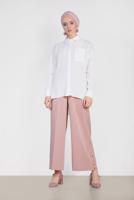 Tesettür giyim KREM ALVİNA KLASİK KESİM BLUZ 4886