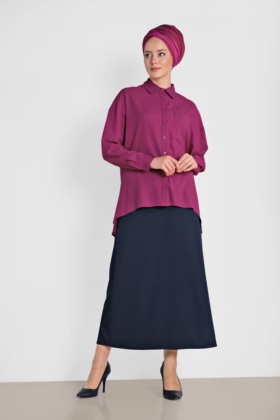 Tesettür giyim MOR ALVİNA KLASİK KESİM BLUZ 4886