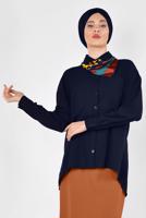 Tesettür giyim LACİVERT ALVİNA KLASİK KESİM BLUZ 4886