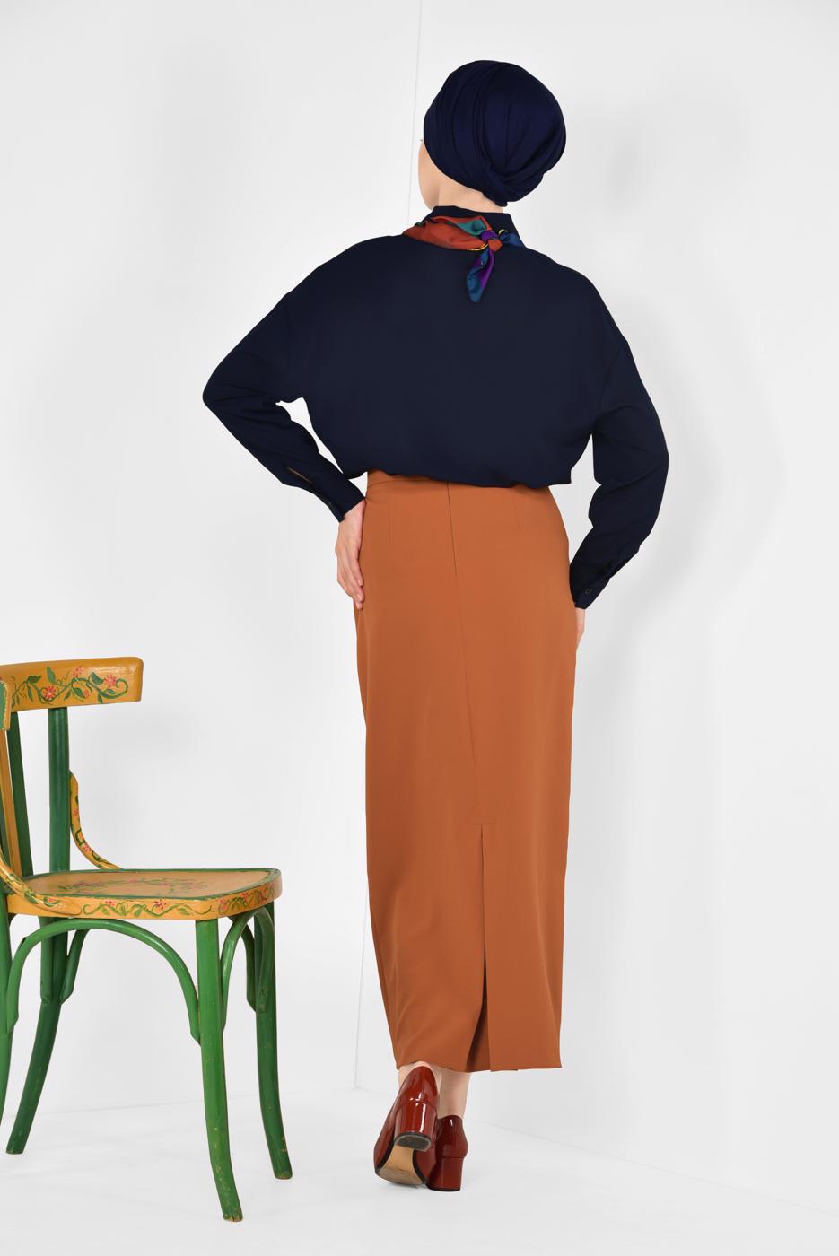 Tesettür giyim LACİVERT ALVİNA KLASİK KESİM BLUZ 4886