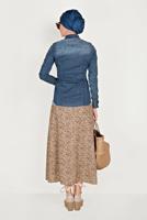 Tesettür giyim MAVİ ALVİNA ÇITÇIT DÜĞMELİ DENİM BLUZ 4956