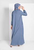 Tesettür giyim MAVİ FERMUARLI DENİM FERACE 27106