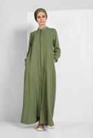 Tesettür giyim YEŞİL FERMUARLI DENİM FERACE 27106