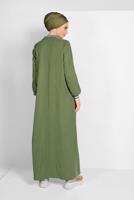 Tesettür giyim YEŞİL FERMUARLI DENİM FERACE 27106