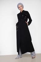 Tesettür giyim SİYAH ALVİNA PUL İŞLEMELİ FERACE 8325