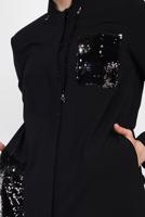 Tesettür giyim SİYAH ALVİNA PUL İŞLEMELİ FERACE 8325