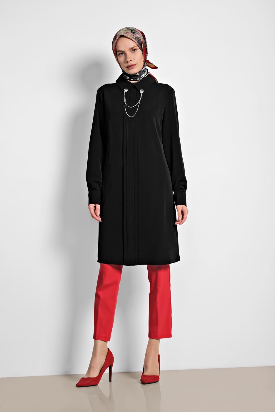 Tesettür giyim KIRMIZI ALVİNA KLASİK KESİM PANTOLON 7554