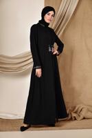 Vêtements hijab NOIR ALVINA PARDESSUS BRODÉ 1424