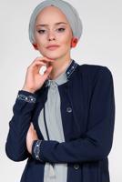 Vêtements hijab BLEU MARINE ALVINA PARDESSUS BRODÉ 1424 