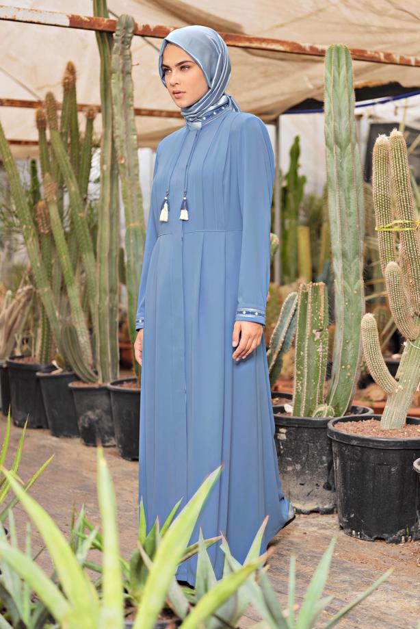 Hijab clothing GREEN ALVINA EMBROIDERED TOPCOAT 1424  - TRENDTESETTÜR