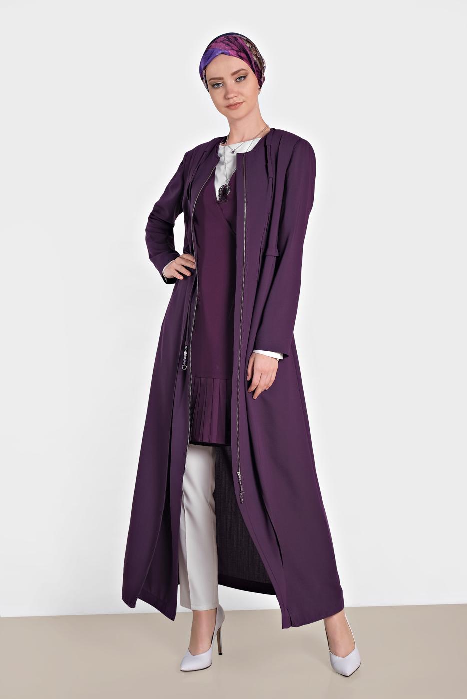 Hijab clothing PURPLE ALVINA ZIPPED TOPCOAT 1458 