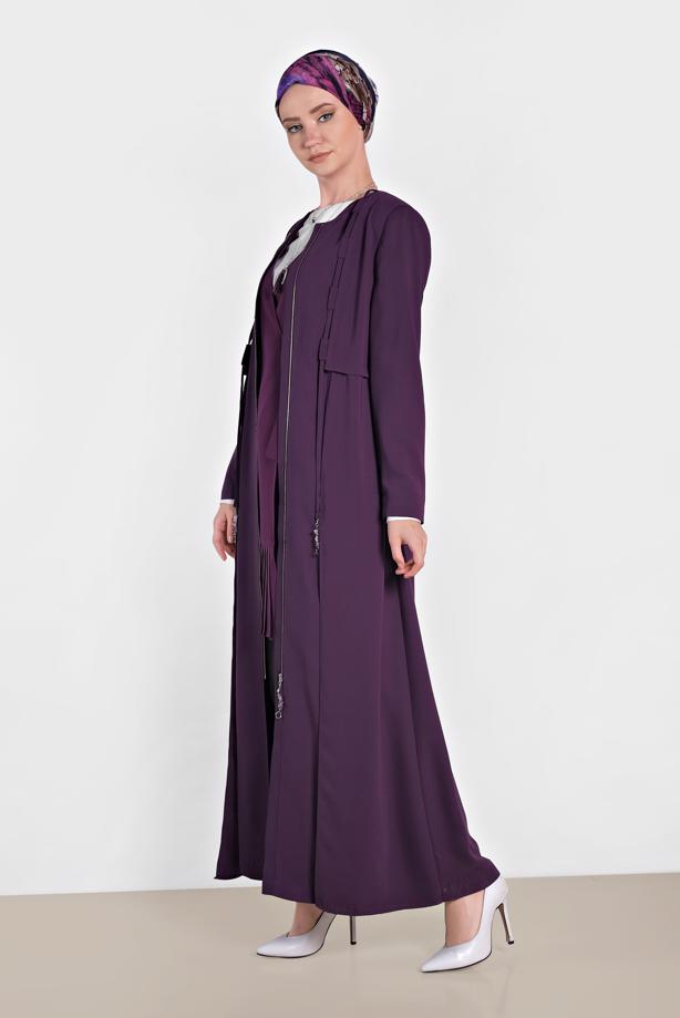 Hijab clothing PURPLE ALVINA ZIPPED TOPCOAT 1458  - TRENDTESETTÜR