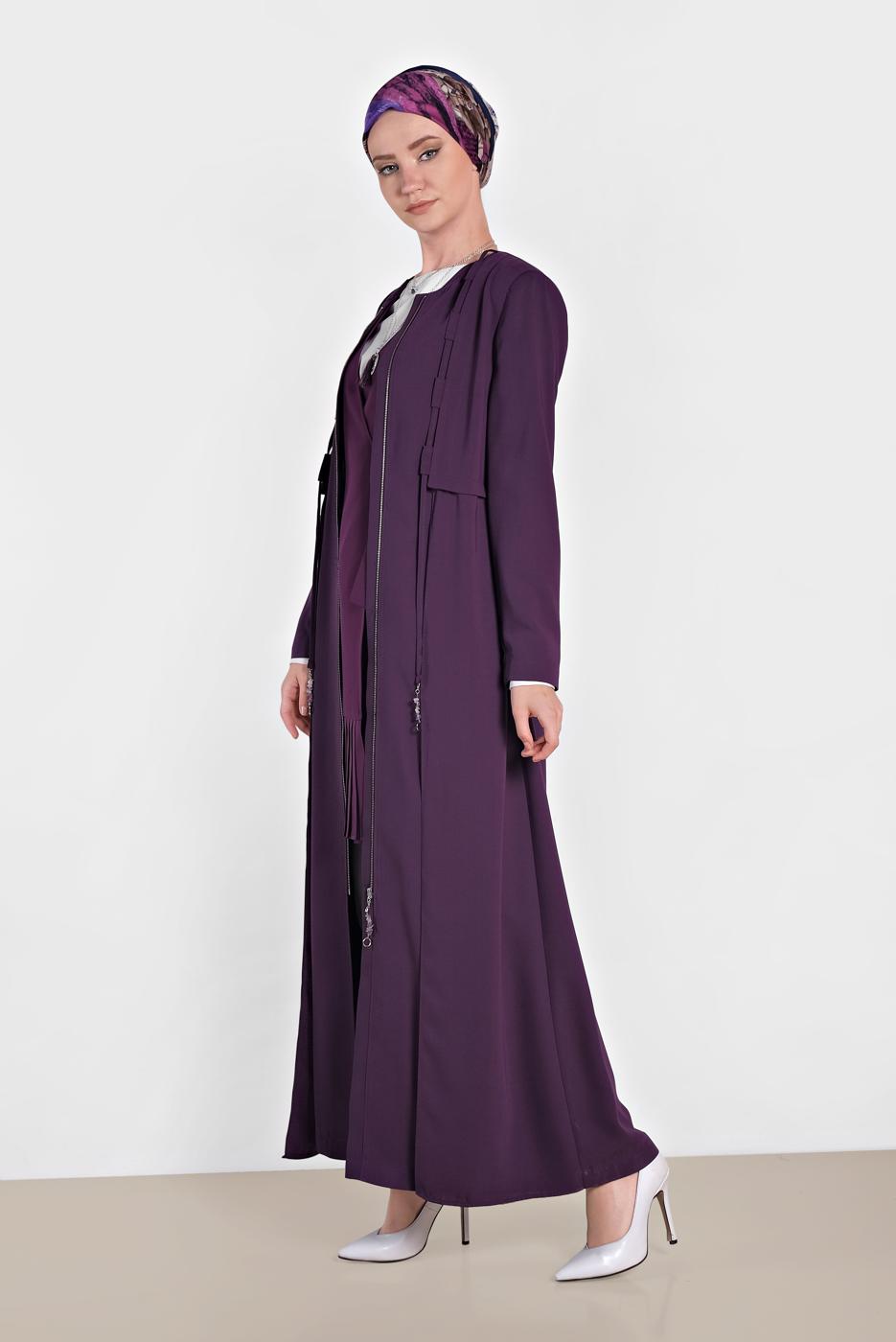 Hijab clothing PURPLE ALVINA ZIPPED TOPCOAT 1458 