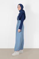 Tesettür giyim MAVİ ALVİNA CEP DETAYLI DÜĞMELİ SALOPET 4478