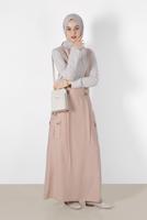 Tesettür giyim PUDRA ALVİNA CEP DETAYLI DÜĞMELİ SALOPET 4478