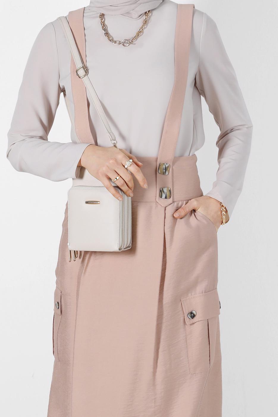 Tesettür giyim PUDRA ALVİNA CEP DETAYLI DÜĞMELİ SALOPET 4478