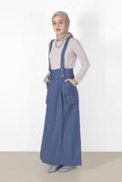 Tesettür giyim LACİVERT ALVİNA CEP DETAYLI DÜĞMELİ SALOPET 4478