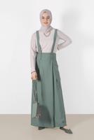 Tesettür giyim YEŞİL ALVİNA CEP DETAYLI DÜĞMELİ SALOPET 4478