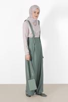 Tesettür giyim YEŞİL ALVİNA CEP DETAYLI DÜĞMELİ SALOPET 4478