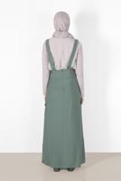 Tesettür giyim YEŞİL ALVİNA CEP DETAYLI DÜĞMELİ SALOPET 4478